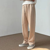 Hearujoy Men Straight Pants Center Line Design Solid Color Loose Elastic Waist Casual Trousers Summer Trendy Male 28W3840